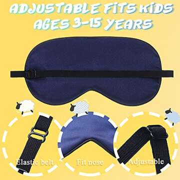 Sintege 4 Pcs Eye Mask for Sleeping Kids Smooth Silk Soft Eye Cover with Adjustable Strap Blindfold for Sleeping Block Out Light Childhood Kids Gift Boys Girls (Black, Gray, Blue, Green)