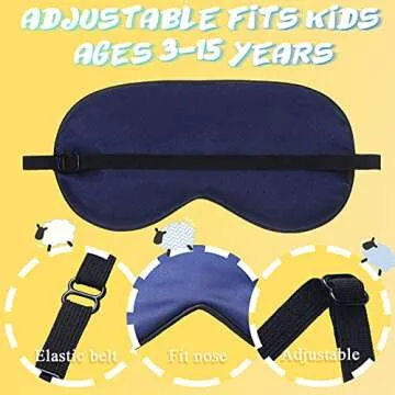 Sintege 4 Pcs Eye Mask for Sleeping Kids Smooth Silk Soft Eye Cover with Adjustable Strap Blindfold for Sleeping Block Out Light Childhood Kids Gift Boys Girls (Black, Gray, Blue, Green)