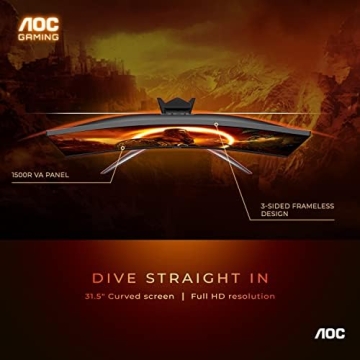 AOC C32G2 32" Curved Gaming Monitor with 165Hz Refresh Rate