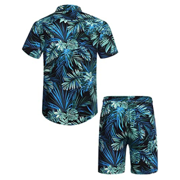 Stylish COOFANDY Hawaiian Shirt and Shorts Set for Summer