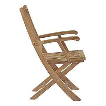 Modway Marina Teak Folding Armchair for Outdoor Spaces