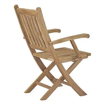 Modway Marina Teak Folding Armchair for Outdoor Spaces