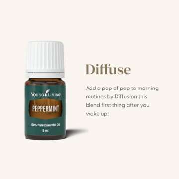 Young Living Peppermint Essential Oil 5ml | Ideal for Muscle Relaxation | Invigorating Mint Aroma | Cooling Sensation | Aromatherapy Diffuser at Home or After a Workout