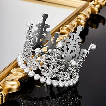 Ferraycle Silver Crown Cake Toppers for All Occasions