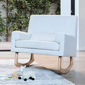 Nursery Works Sleepytime Rocker in Performance Cream Eco-Weave with Light Legs, Water Repellent & Stain Resistant, Greenguard Gold and CertiPUR-US Certified