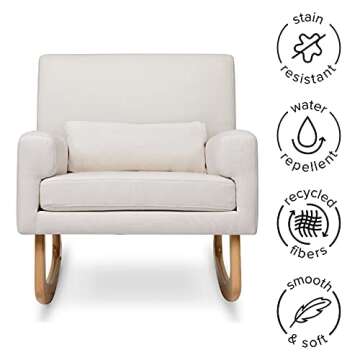 Nursery Works Sleepytime Rocker in Performance Cream Eco-Weave with Light Legs, Water Repellent & Stain Resistant, Greenguard Gold and CertiPUR-US Certified