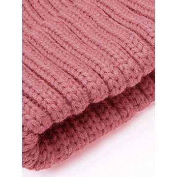 LITHER Women Winter Warm Pom Pom Beanie with Real Large Raccoon Fur Balls Winter Hats Pink