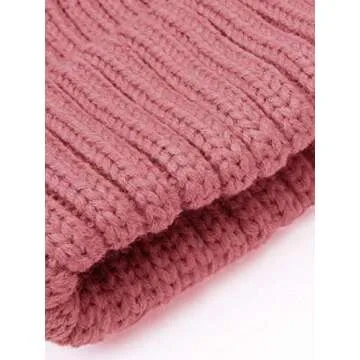 LITHER Women's Trendy Warm Pom Pom Beanie with Fur