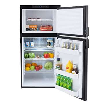 RecPro RV Refrigerator 6.3 Cubic Feet Gas and Electric | Black or Stainless Finish | 110V / 12V / Pr...