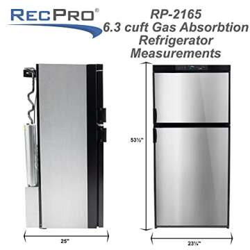 RecPro RV Refrigerator 6.3 Cubic Feet Gas and Electric | Black or Stainless Finish | 110V / 12V / Propane Gas | (Stainless Finish)