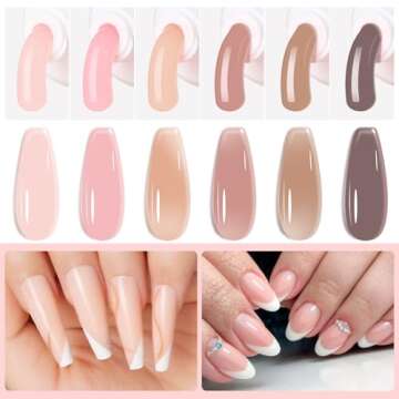 Makartt Poly Nail Gel Kit: 6 Nude Colors Solid Builder 15ML for Extension Enhancement Set with Slip ...