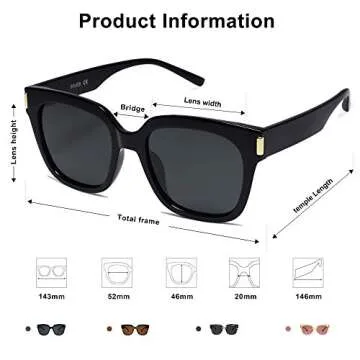 SOJOS Polarized Sunglasses for Women Men Trendy Square Glasses SJ2149 with Black Frame/Grey Lens