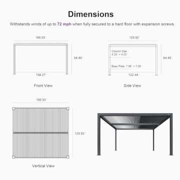 Adjustable Aluminum Pergola for Outdoor Spaces: PURPLE LEAF