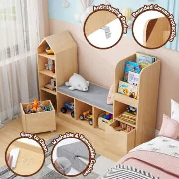 Multifunctional Kids Bookshelf with Reading Nook
