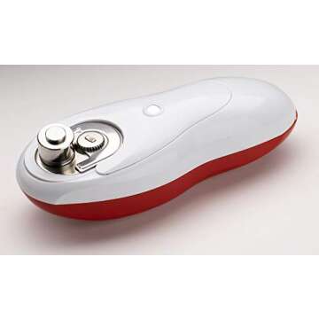 Tornado Can Opener - Hands Free, Automatic 1-Touch Smooth Edge with Built-In Retrieval Magnet - Great for Arthritis Sufferers - Red