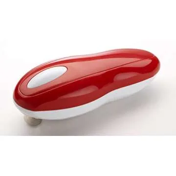 Tornado Can Opener - Hands Free, Automatic 1-Touch Smooth Edge with Built-In Retrieval Magnet - Great for Arthritis Sufferers - Red