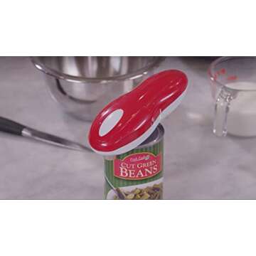 Tornado Can Opener - Hands Free, Automatic 1-Touch Smooth Edge with Built-In Retrieval Magnet - Great for Arthritis Sufferers - Red