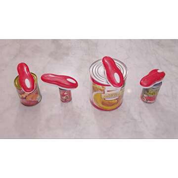 Tornado Can Opener - Hands Free, Automatic 1-Touch Smooth Edge with Built-In Retrieval Magnet - Great for Arthritis Sufferers - Red