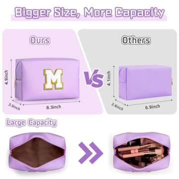 TOPEAST Initial Cosmetic Bag, PU Leather Waterproof Travel Toiletry Bag, Monogrammed Gifts for Women...