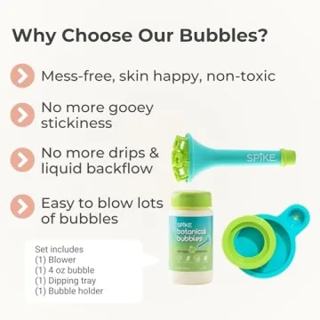 Innobaby Spike Bubble Blower with Mess Free Botanical Bubbles and Dipping Tray - Magic Wand Blows Oodles of Bubbles Without The Mess - Recommended for Speech, Visual & Motor Development