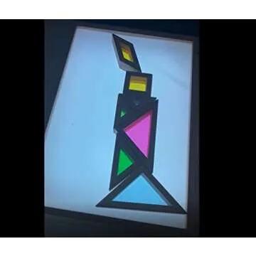 BOHS Translucent Tangram with Multilingual Activity Cards - 1 Inch Thickness - Preschool Gift - Kids Kindergarten Light Table Accessories/Window Puzzle Toys