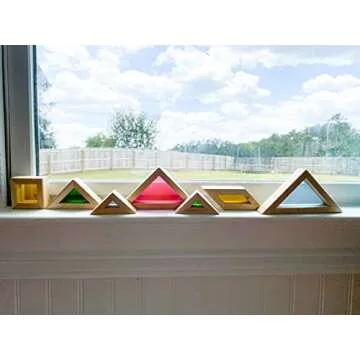 BOHS Translucent Tangram with Multilingual Activity Cards - 1 Inch Thickness - Preschool Gift - Kids Kindergarten Light Table Accessories/Window Puzzle Toys