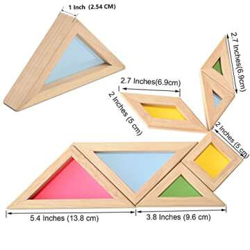 BOHS Translucent Tangram with Multilingual Activity Cards - 1 Inch Thickness - Preschool Gift - Kids Kindergarten Light Table Accessories/Window Puzzle Toys