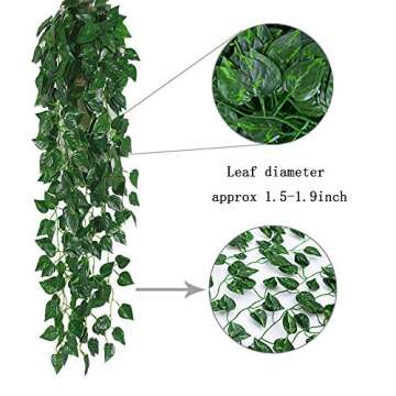 Kalolary Scindapsus Artificial Ivy Garland 84 Feet 12 Strands Leaves Vine Green Plants Garland Hangi...