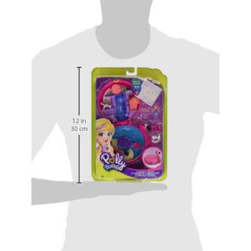 Polly Pocket Compact Playset, Flamingo Floatie with 2 Micro Dolls & Accessories, Travel Toy with Surprise Reveals