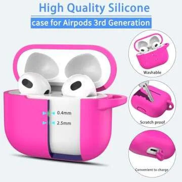 MHYALUDO for AirPods 3rd Generation Case Cover 2021, Military Grade Soft Silicone Shock-Absorbing Protective for AirPods 3 Case Skin with Keychain and Cleaning kit, Rose Pink