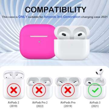MHYALUDO for AirPods 3rd Generation Case Cover 2021, Military Grade Soft Silicone Shock-Absorbing Protective for AirPods 3 Case Skin with Keychain and Cleaning kit, Rose Pink