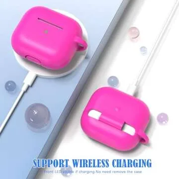 MHYALUDO for AirPods 3rd Generation Case Cover 2021, Military Grade Soft Silicone Shock-Absorbing Protective for AirPods 3 Case Skin with Keychain and Cleaning kit, Rose Pink