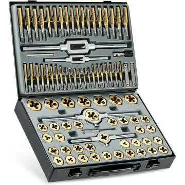Orion Motor Tech 86pc Tap and Die Set in SAE and Metric, Titanium Coated Steel Tap Set and Die Tool ...