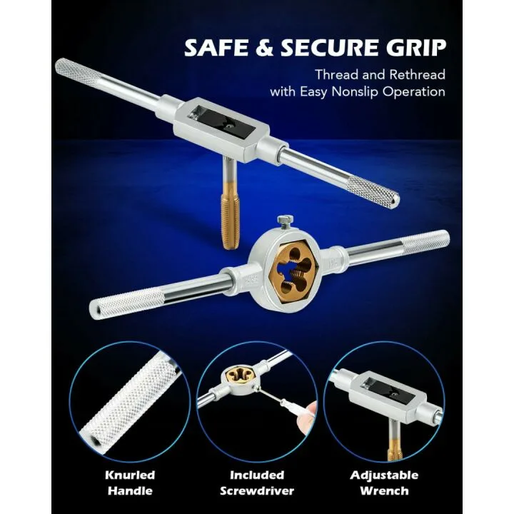 Orion Motor Tech 86pc Tap and Die Set in SAE and Metric, Titanium Coated Steel Tap Set and Die Tool Set for Homeowners Mechanics and Craftsmen Metric and Standard Internal and External Threading