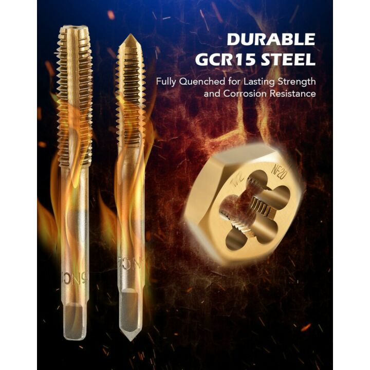 Orion Motor Tech 86pc Tap and Die Set in SAE and Metric, Titanium Coated Steel Tap Set and Die Tool Set for Homeowners Mechanics and Craftsmen Metric and Standard Internal and External Threading