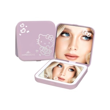 Hello Kitty Lighted Compact Makeup Mirror with Adjustable Brightness