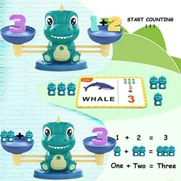 Kaodezhu Dinosaur Math Balance Toys - Montessori Toys for 3 Years Old Kids, Learning and Educational Toys for Boys and Girls - Birthday Gifts for 4 5 6 7 Year Old Boys