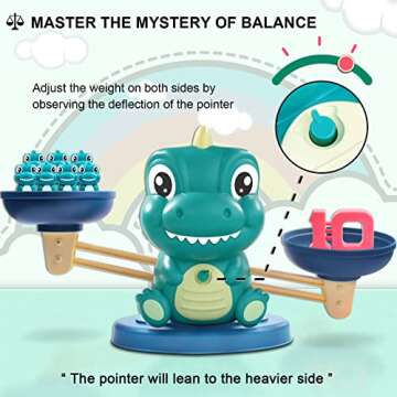 Kaodezhu Dinosaur Math Balance Toys - Montessori Toys for 3 Years Old Kids, Learning and Educational Toys for Boys and Girls - Birthday Gifts for 4 5 6 7 Year Old Boys