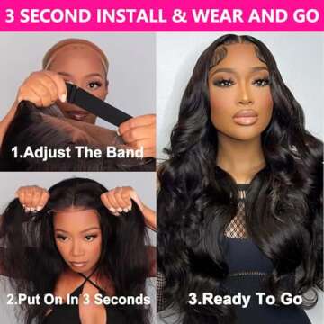 Turuwu 26Inch Wear and Go Glueless Wigs Human Hair Pre Plucked Pre Cut 180% Density 5x5 HD Lace Clos...