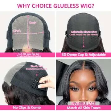 Turuwu 26Inch Wear and Go Glueless Wigs Human Hair Pre Plucked Pre Cut 180% Density 5x5 HD Lace Closure Wigs Human Hair Body Wave Lace Front Wigs Human Hair for Women Natural Color