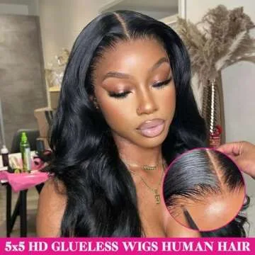 Turuwu 26Inch Wear and Go Glueless Wigs Human Hair Pre Plucked Pre Cut 180% Density 5x5 HD Lace Closure Wigs Human Hair Body Wave Lace Front Wigs Human Hair for Women Natural Color