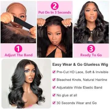 Turuwu 26Inch Wear and Go Glueless Wigs Human Hair Pre Plucked Pre Cut 180% Density 5x5 HD Lace Closure Wigs Human Hair Body Wave Lace Front Wigs Human Hair for Women Natural Color
