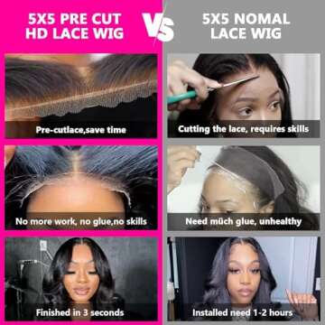 Turuwu 26Inch Wear and Go Glueless Wigs Human Hair Pre Plucked Pre Cut 180% Density 5x5 HD Lace Closure Wigs Human Hair Body Wave Lace Front Wigs Human Hair for Women Natural Color