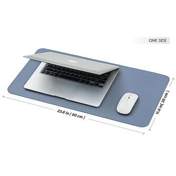 Compact Dual Sided Leather Desk Mat - Desk Pad for Office and Home - Desk Organization and Accessories - Ideal for Large Mouse Pad and Small Desk Mats on Top of Desks(Blue+Green,23.6"x 11.8")