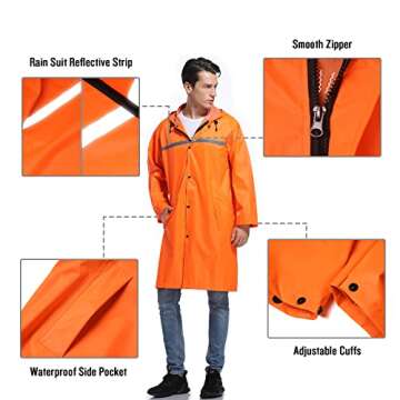 Men's Waterproof Long Hooded Raincoat - Ultimate Rain Protection