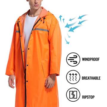 Men's Waterproof Long Hooded Raincoat - Ultimate Rain Protection