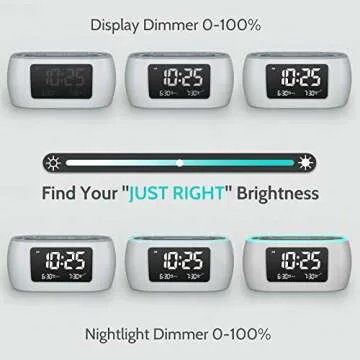 HOUSBAY Glow Small Alarm Clock Radio for Bedrooms with 7 Color Night Light, Dual Alarm, Dimmer, USB Charger, Battery Backup, Nap Timer, FM Radio with Auto-Off Timer for Bedside（White）