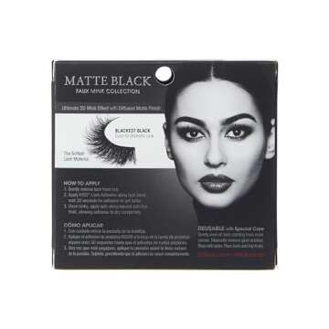 KISS Lash Couture False Eyelashes, Matte Black Faux Mink Collection, 3D Volume Lash, Soft & Matte Finish, Style 'Matte Sheer', 1 Pair Fake Eyelashes