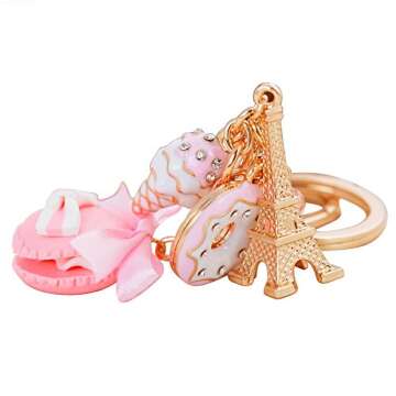 Giftale Hamburger Handbag Accessories Ice cream Key Chain for Women Pink Bag Charms,#619-2