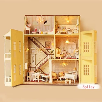 Spilay Dollhouse DIY Miniature Kit with LED and Music Box